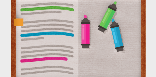 open book with highlighters
